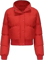 [Generic] Women Cropped Coat Warm Lightweight Quilted Down Coat Packable Casual Zip Puffer