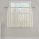 Beige Sheer Tiers Curtains Set Semi Light Filtering Voile Rod Pocket Short