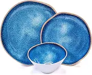 [Prepara] 12 Piece Melamine Dinnerware Set, Blue Ceramic