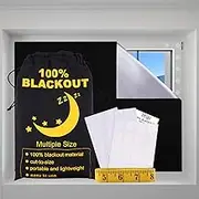 FEQO Portable Window Blackout Curtain 157"x 59" - Temporary Blind, Travel Window Cover, Stick-On Black Out Shade for Bedroom, Drawing Room, Nursery