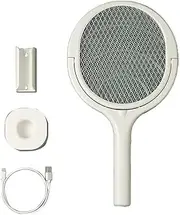 Bug Zapper Electric Fly Swatter Mosquito Zapper Indoor Fruit Gnat Trap Rotating Head Rechargeable(White)