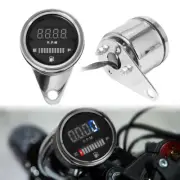 12V 2 In 1 Motorcycle LED Digital Tachometer Gas Fuel Gauge RPM Chrome Universal