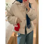 【CODIBOOK】韓國 FRENCHAUBE 短版連帽牛角釦夾克［預購］大衣 牛角釦大衣 女裝