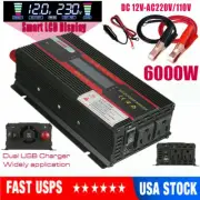 6000W Car Power Inverter DC 12V to AC 110V Car Sine Wave Converter Dual USB Port