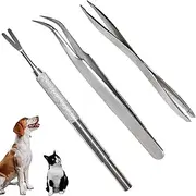 KreezyPets Tick Removal Tool Set Includes Tweezers and Tick Remover, Stainless Steel for Dogs, Cats, Horses and People