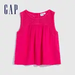 GAP 女童裝 純棉輕薄鏤空無袖上衣-紫紅色(664326)