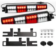 32LED Visor Strobe Lights – 26 Flash Patterns, Windshield Emergency Beacon (Red/
