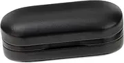 [LIGIGWASH] Double Glasses Case PU Leather Hard Shell Organizer for Travel Lightweight Dual Eyeglass Holder Black Durable and Portable Spectacle Storage for Home and Travel