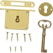 1 Set Drawer Lock Door Locks Gold Decor Locks for Drawers Lock with Keys Lock for Cabinet Doors Retro Cabinet Lock Gym Lock Cabinet Locks Spring Door Lock Desk Lock Golden Brass MOBUTOFU