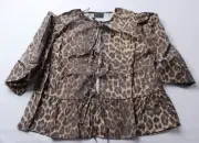 ASOS Women's Poplin Peplum Tie Shirt BL1 Leopard Print Multi US: 12-14 UK: 16-18