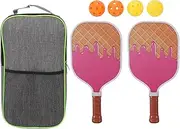 Paddles Set Professional Grade Honeycomb Core Lightweight Fiberglass Rackets with Comfort Grip for Outdoor Indoor Sports 2 Paddles 4 Balls Carry Bag Included
