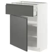 METOD / MAXIMERA base cabinet with drawer/door, white/Voxtorp dark grey, 60x37x80 cm