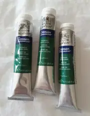 3 PACK-WINSOR & NEWTON COTMAN WATER COLOURS-HOOKER'S GREEN DARK-(21ml each)