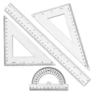 Clear Math Geometry Tool Set,12 Inch Ruler 4 PCS for Measuring and Drafting,