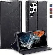 [GoshukunTech] Wallet Case for Galaxy S22 Ultra,for Samsung Galaxy S22 Ultra 5G Leather Flip Case with RFID Blocking Card Holders Stand Feature Cash Pocket Magnetic Cover[Black]