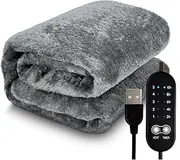 Electric Heating Blanket USB Heater Blanket Plush Winter Warm-Up Adjustable Temperature Timing Heating Pad 80x160 cm