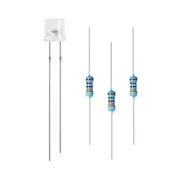 10Set 5mm LED Diodes w Resistor, Clean Yellow DC1.8-2.0V, Flat Head 28mm Pin