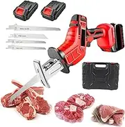 Cordless Bone Saw Machine, Electric Hand Saw Meat Cutter, PVC Pipe Cutting Large-Capacity Lithium Battery Rubber-Coated Handle with Comfortable Grip for Bone Meat/Branches/Plastic