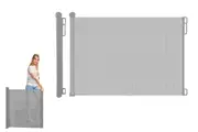 Retractable Dog Pet Mesh Stairs Gate Pets Barrier for Dog Cat Safety Fence Over Indoor Mesh Dog Gates Puppy Gates-Grey