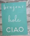Size B Bonjour Trio Chalk Couture Stencil Transfer Reusable DIY Retired