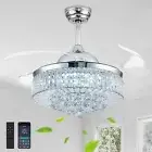 Deliyfans 42 Inch Chandelier Ceiling Fan Fandelier Ceiling Fan with Light Cry...