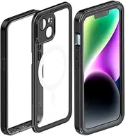 PHILIPS for iPhone 14 Plus Case Waterproof, Built-in 9H Tempered Glass Screen Protector| IP68 Underwater| Dust proof| Real 360| Military Grade| Drop Proof| Full Body Shockproof compatible with Magsafe