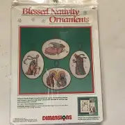 Blessed Nativity Christmas Ornaments Set of 4 Dimensions Cross Stitch Kit Vtg