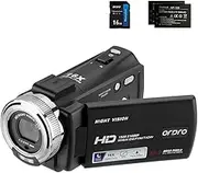 Camcorders ORDRO HDV-V12 HD 1080P Video Camera Recorder Infrared Night Vision Camera Camcorders with 16G Card and 2 Batteries