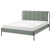 TÄLLÅSEN upholstered bed frame, Kulsta grey-green/Luröy, Queen