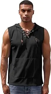 [AGYMNX] Mens Vests Sleeveless T-Shirts Gym Sport Hoodie with Pockets Summer Fitness Tank Tops Plain Color Vest Muscle Fit Shirts for Men