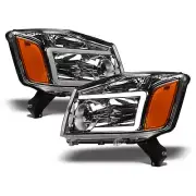 Topline For 2004-2015 Nissan Titan LED Strip Bar Headlights Signal Amber Chrome (for: Nissan)