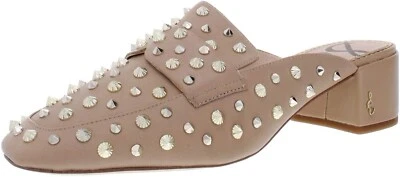 Sam Edelman Agustus Studded Mule Spiked Womens Leather Flats in Nude Size 9.5