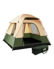 [Weisshorn] Family 4 Person Hiking Beach Canvas Ripstop Camping Tent in Green