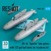1/72 Reskit RSU72-0230 AH-64 "Apache" late pylons with 122 gal fuel tanks for Ac
