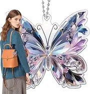 Crystal Butterfly, Butterfly Sun Catcher for Car, Crystal Animal Ornament, Rainbow Animal Manufacturer with 2D Glitter Rainbow Maker for Interior View