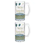 2PK Gibson Gifts Rush Happy Birthday Tankard R Beer Mug Drinking Cup w/ Handle