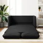 Floor Sofa Bed Black Faux Leather 2-in-1 112x174 cm Comfortable Multi-Purpose 39