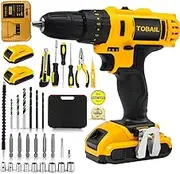 Cordless Drill Driver 20V, Cordless Screwdriver Drill Hammer with 2 Batteries 1500mAh, 18+3 Torque, 10mm Keyless Chuck, 45N.m Max Electric Drill, 30 Pieces Accessories, 2 Speed, LED Light