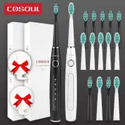 Sonic Electric Toothbrush Professional 5 Modes Rechargeable Waterproof Toothbrush Box as Gift BlackWhite2Holders