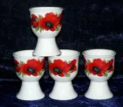 Poppy poppies egg cups eggcup porcelain set of 4 boxed