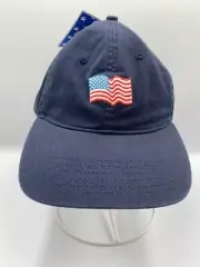 American Flag Patriotic Adjustable Strapback Hat Cap Blue