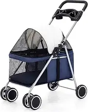 Pet Stroller for Small Dogs, Folding Pet Stroller, 4 Wheels, Travel Stroller, Cat, Stroller/Trolley, Maximum Load: 15 kg