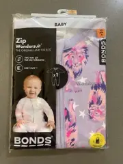 BONDS BABY ZIP WONDERSUIT - LION - PURPLE PINK - SIZE 00 BNIP
