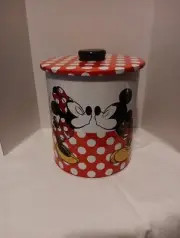NEW Disney Mickey & Minnie Kissing Tin Container w/ Lid - 7.5” Tall