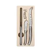 3pc Laguiole Silhouette Silver Stainless Steel Cheese/Pate Knife Utensils Set