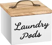 AwObEpl Laundry Pod Canister,Laundry Pod Holder,Laundry Powder Container,Laundry Sheets Container, Large Capacity Dishwasher Pod Holder,Rectangle Laundry Dryer Sheet Holder for Home (White, Style 1)