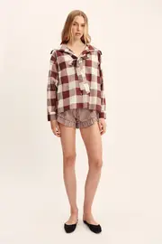 CALLIE SHIRT - MOCHA GINGHAM