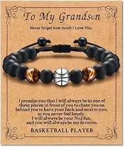 Basketball Bracelet Gifts for Teen Boys-Tiger Eye Bracelet Brings Health, Safety and Happiness-Great Gifts for Son Grandson Boys on Birthday, Christmas, Graduation, Back to School, Anniversary