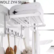 Matte Silver Towel Rack Hook Aluminum Holder Accessories Organizer Hanger Shelf