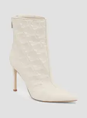 GUESS White Simonea Logo Ankle Boots Size: 9
